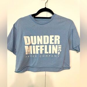 Dunder Mifflin Inc. blue and white crop top - sz. Sm